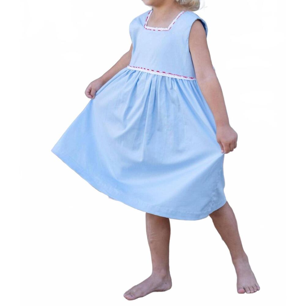 NEW THE OAKS APPAREL darby check dress in light blue/red